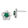 Lex & Lu Sterling Silver w/Rhodium Floral Created Emerald Post Earrings - Lex & Lu