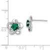 Lex & Lu Sterling Silver w/Rhodium Floral Created Emerald Post Earrings - 4 - Lex & Lu