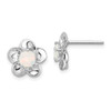 Lex & Lu Sterling Silver w/Rhodium Floral Created Opal Post Earrings - Lex & Lu