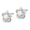 Lex & Lu Sterling Silver w/Rhodium Floral Created Opal Post Earrings - 2 - Lex & Lu