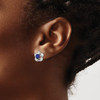 Lex & Lu Sterling Silver w/Rhodium Floral Created Sapphire Post Earrings - 3 - Lex & Lu