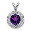 Lex & Lu Sterling Silver Diamond & Amethyst Pendant LAL103515 - Lex & Lu