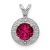 Lex & Lu Sterling Silver Diamond & Created Ruby Pendant LAL103517 - Lex & Lu