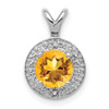 Lex & Lu Sterling Silver Diamond & Citrine Pendant LAL103521 - Lex & Lu