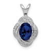 Lex & Lu Sterling Silver Diamond & Created Sapphire Pendant LAL103533 - Lex & Lu