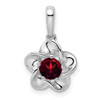 Lex & Lu Sterling Silver w/Rhodium Floral Garnet Pendant LAL103618 - Lex & Lu