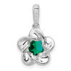 Lex & Lu Sterling Silver w/Rhodium Floral Created Emerald Pendant - 4 - Lex & Lu