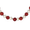 Lex & Lu Sterling Silver FWC Pearl & Stabilized Red Coral Necklace 18'' - Lex & Lu