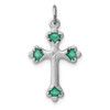 Lex & Lu Sterling Silver w/Rhodium Green Enameled Budded Cross Charm - Lex & Lu