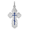 Lex & Lu Sterling Silver w/Rhodium Eastern Orthodox Blue Enamel Cross Pendant - Lex & Lu