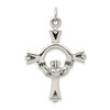 Lex & Lu Sterling Silver Antiqued Claddagh Cross Charm - Lex & Lu