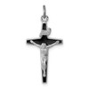 Lex & Lu Sterling Silver w/Rhodium Enameled Crucifix Charm - Lex & Lu