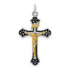 Lex & Lu Sterling Silver w/Rhodium & Vermeil Crucifix Pendant - Lex & Lu