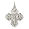 Lex & Lu Sterling Silver Antiqued 4-way Medal LAL104317 - Lex & Lu