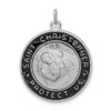 Lex & Lu Sterling Silver w/Rhodium Enameled St. Christopher Medal LAL104353 - Lex & Lu