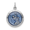 Lex & Lu Sterling Silver w/Rhodium Blue Epoxy St. Christopher Medal - Lex & Lu