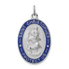 Lex & Lu Sterling Silver w/Rhodium Enameled St. Christopher Medal LAL104378 - Lex & Lu