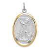 Lex & Lu Sterling Silver w/Rhodium & Vermeil St. Michael Medal - Lex & Lu