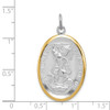 Lex & Lu Sterling Silver w/Rhodium & Vermeil St. Michael Medal - 5 - Lex & Lu