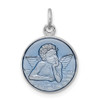 Lex & Lu Sterling Silver w/Rhodium Blue Epoxy Angel Charm - Lex & Lu