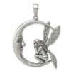Lex & Lu Sterling Silver Antiqued Moon/Fairy Pendant - Lex & Lu