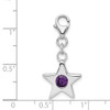 Lex & Lu Sterling Silver w/Rhodium February CZ Birthstone Star Charm - 4 - Lex & Lu