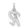 Lex & Lu Sterling Silver Small Script Initial R Charm - 3 - Lex & Lu