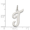 Lex & Lu Sterling Silver Large Script Initial T Charm - 3 - Lex & Lu