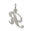 Lex & Lu Sterling Silver Small Fancy Script Initial R Charm - 4 - Lex & Lu