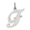 Lex & Lu Sterling Silver Medium Fancy Script Initial F Charm - Lex & Lu