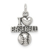 Lex & Lu Sterling Silver Antique I (heart) Baseball Charm - Lex & Lu