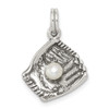 Lex & Lu Sterling Silver Baseball Glove w/Simulated Pearl Charm - Lex & Lu