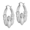 Lex & Lu Sterling Silver w/Rhodium Polished & Satin Claddagh Hoop Earrings - 2 - Lex & Lu