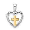 Lex & Lu Sterling Silver Rhodium-platedVermeil Cross Heart Pendant - 3 - Lex & Lu