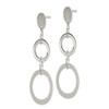 Lex & Lu Sterling Silver Polished Textured Circle & Oval Dangle Post Earrings - 2 - Lex & Lu