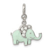 Lex & Lu Sterling Silver Blue Enameled w/CZ Elephant Charm - Lex & Lu