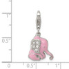 Lex & Lu Sterling Silver Pink Enameled CZ Elephant Charm - 3 - Lex & Lu