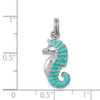 Lex & Lu Sterling Silver Rhodium-platedGreen Glitter Enamel Seahorse Charm - 4 - Lex & Lu