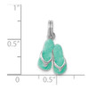 Lex & Lu Sterling Silver Rhodium-platedGreen Enamel Flip Flops Charm - 4 - Lex & Lu