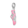 Lex & Lu Sterling Silver Rhodium-platedPink Enamel Ballet Slipper Charm - 5 - Lex & Lu