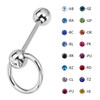 Lex & Lu Steel Crystal Cz Gem Slave Tongue Ring Barbell Body Piecing 14G-2-Lex & Lu