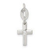 Lex & Lu Sterling Silver & CZ Polished Cross Charm - Lex & Lu