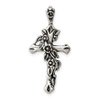 Lex & Lu Sterling Silver Antiqued Flowered Cross Pendant - Lex & Lu