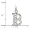 Lex & Lu Sterling Silver White CZ Initial B Pendant - 3 - Lex & Lu