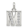 Lex & Lu Sterling Silver White CZ Initial M Pendant - Lex & Lu