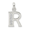 Lex & Lu Sterling Silver White CZ Initial R Pendant - Lex & Lu