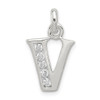 Lex & Lu Sterling Silver White CZ Initial V Pendant - Lex & Lu