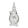 Lex & Lu Sterling Silver CZ Enameled Polished Penguin Charm - 4 - Lex & Lu