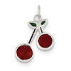 Lex & Lu Sterling Silver Enameled Cherries Charm - Lex & Lu