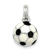 Lex & Lu Sterling Silver Black & White Enameled Soccer Ball Charm - Lex & Lu